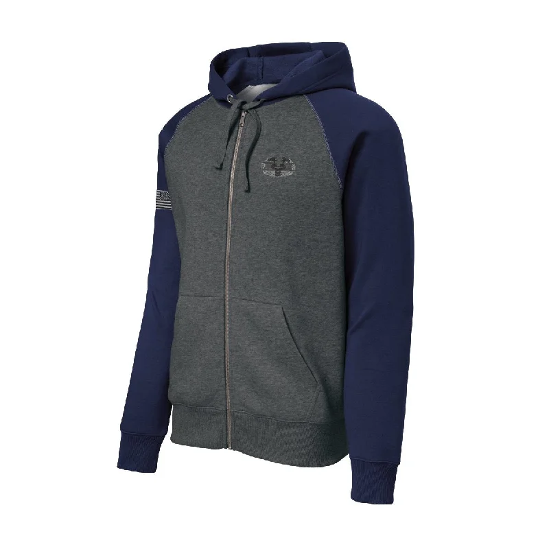 mens hoodie with extra warmth features-CMB Color Block Zip Up Hoodie