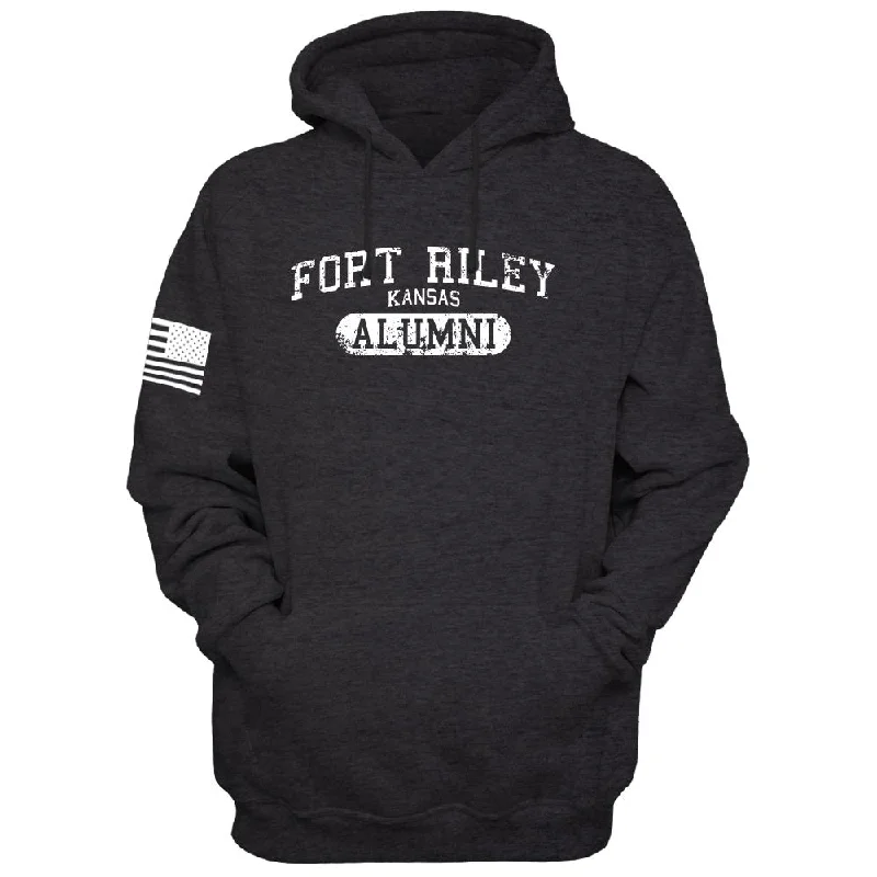 mens hoodie with reflective trim detail-Fort Riley Alumni Hoodie