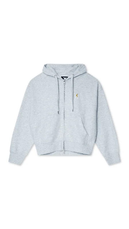 mens hoodie for comfortable travel-FULL ZIP HOODIE BANANA LIGHT GREY MELANGE