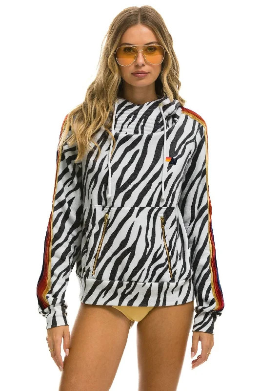 mens hoodie with light fleece lining-NINJA PULLOVER HOODIE - ZEBRA