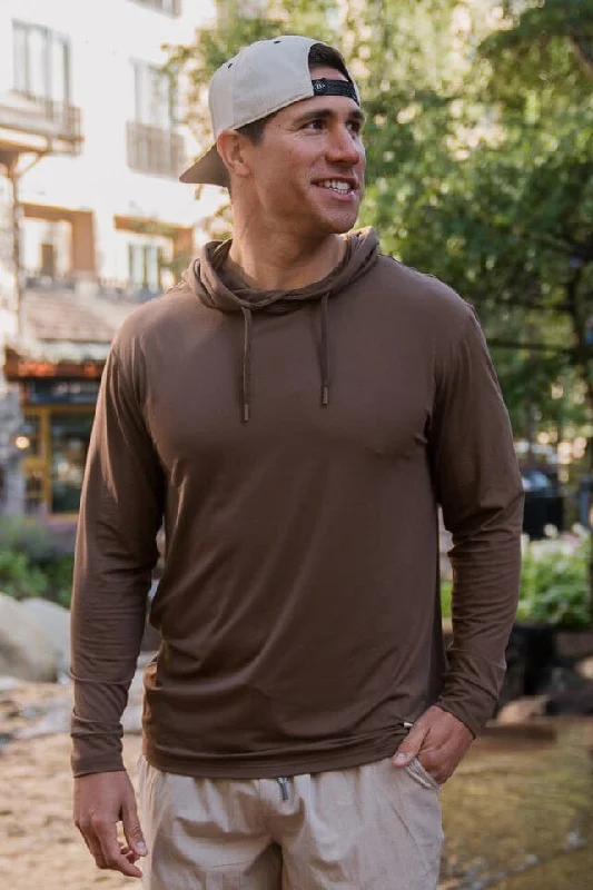 mens hoodie with seamless sporty design-Performance Hoodie - Heather Brown