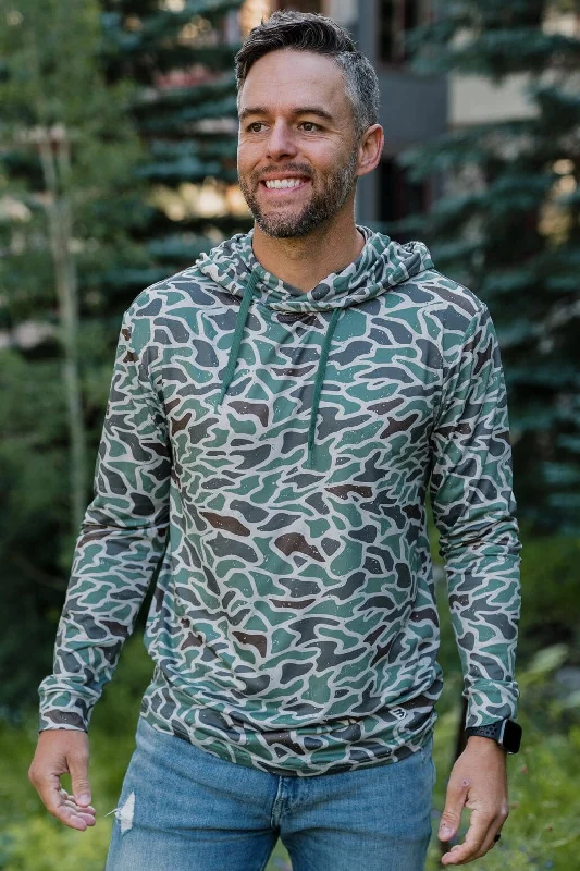 mens hoodie for gym and post-workout-Performance Hoodie - Retro Duck Camo