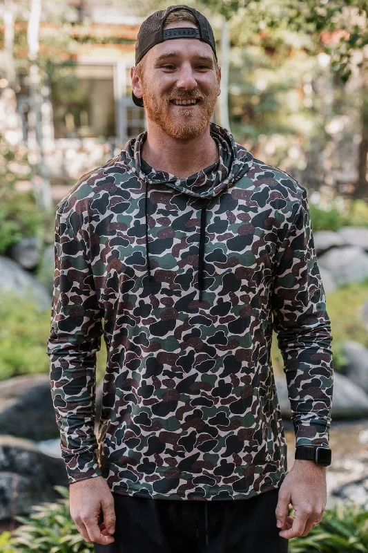 mens hoodie for post-sport comfort-Performance Hoodie - Throwback Camo