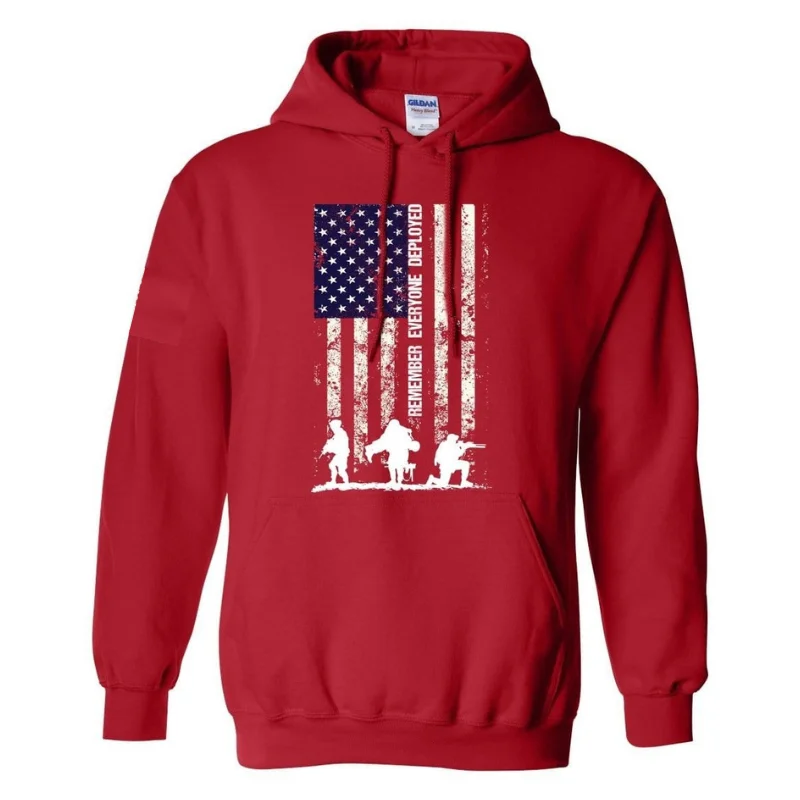 mens hoodie with oversized hood-Remember Everyone Deployed Hoodie