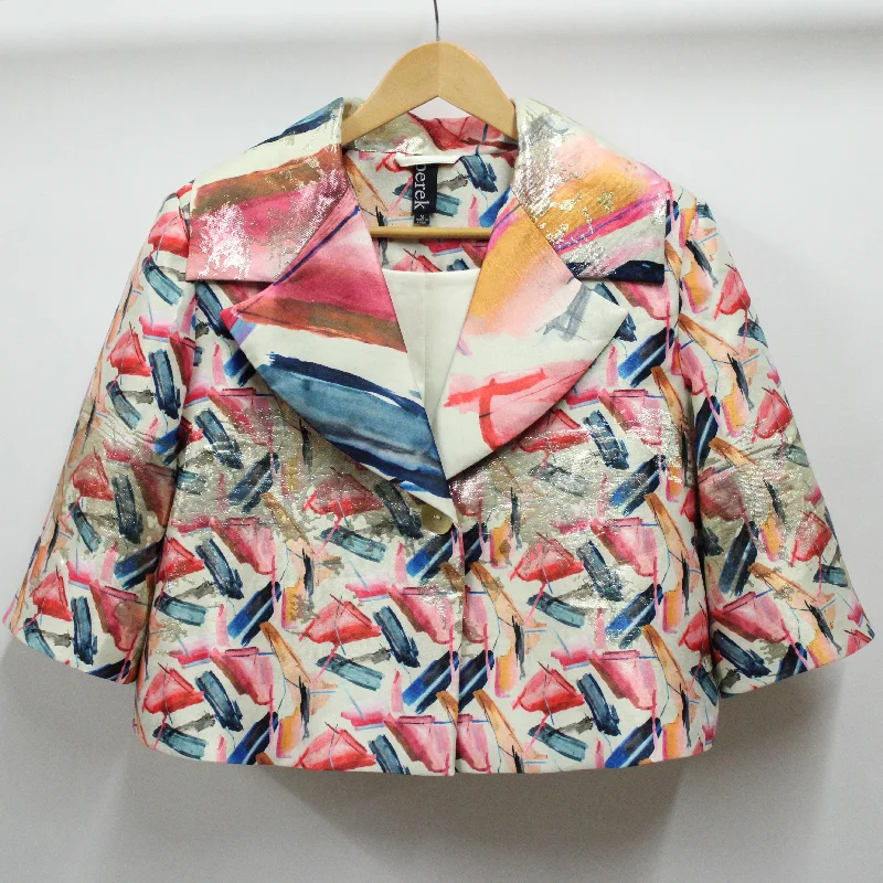 men's jackets with adjustable hoodie-A Colorful Jacquard Bolero Jacket