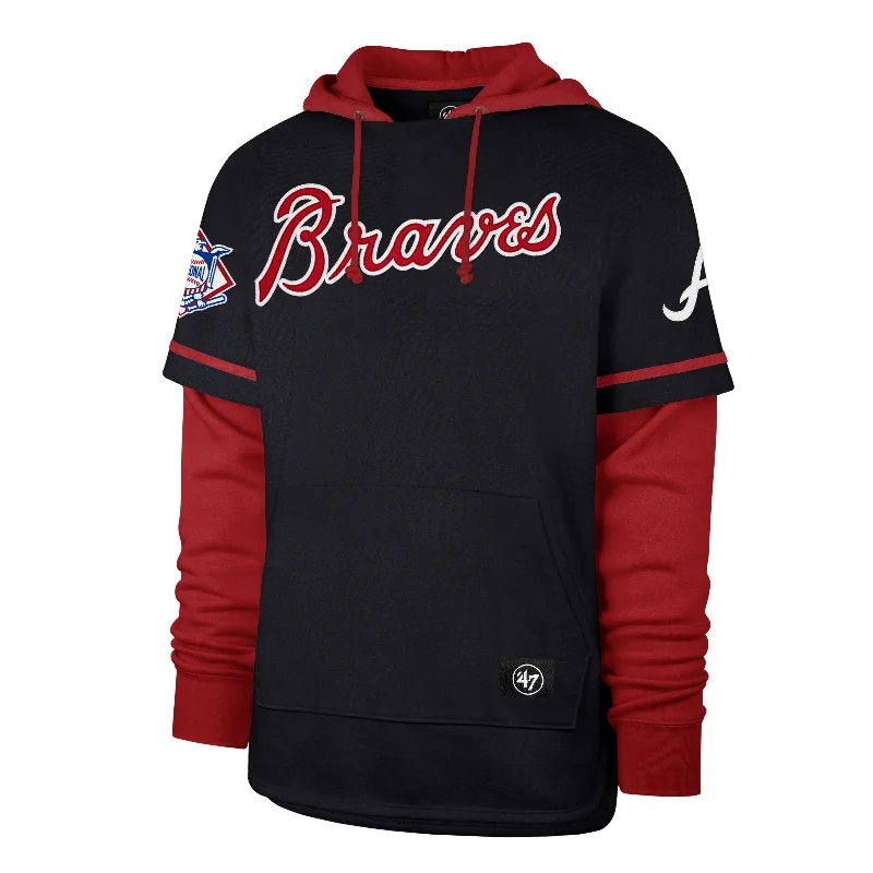 mens hoodie for relaxed urban style-ATLANTA BRAVES TRIFECTA '47 SHORTSTOP PULLOVER HOOD