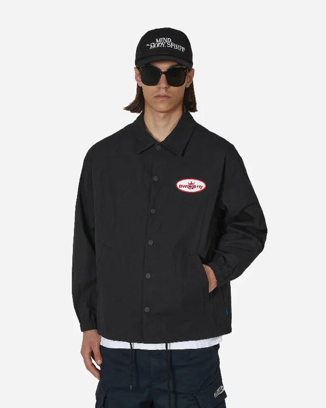 men's thermal insulation jackets-King Logo Twill Coaches Jacket Charcoal