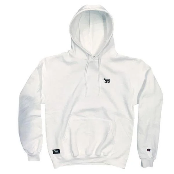 mens hoodie with chunky drawstrings-Black Sheep Champion Pullover Hoody White