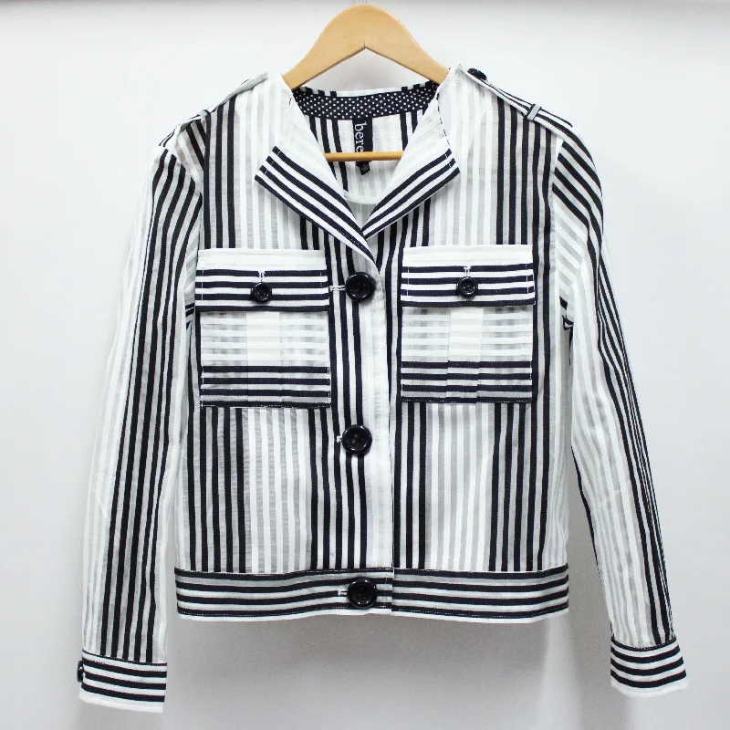 men's rugged winter jackets-Bold Vertical Stripe Crop Jacket