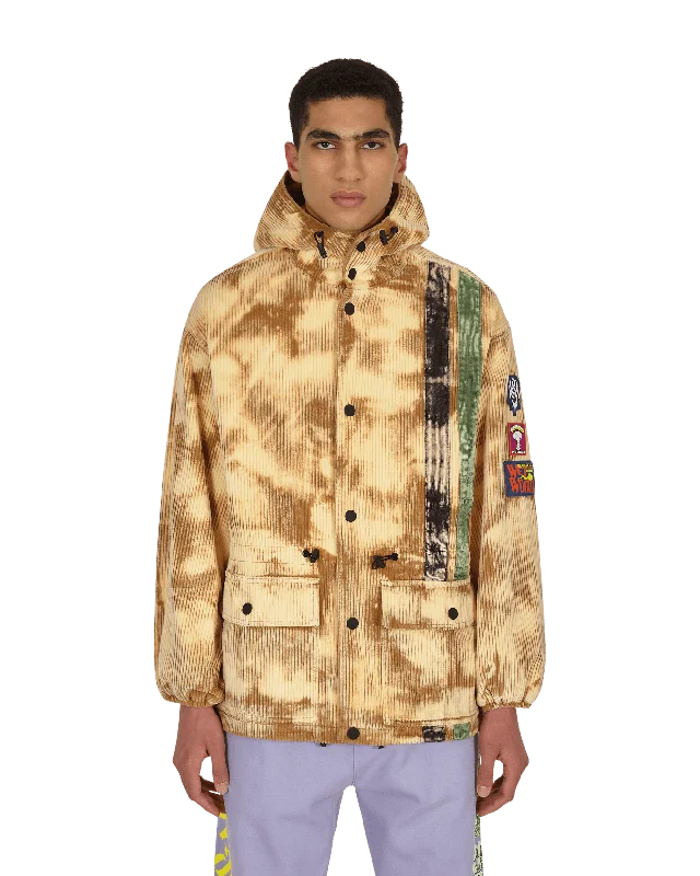 men's zippered puffer jackets-Hooded Corduroy Racing Jacket Beige