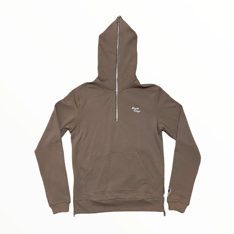 mens hoodie with comfortable, relaxed look-Brown Quarter Zip Sweatshirt