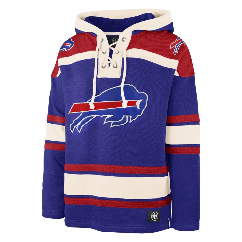 mens hoodie for gym and post-workout-BUFFALO BILLS SUPERIOR '47 LACER HOOD