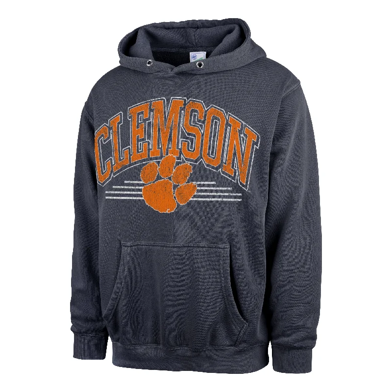 mens hoodie with bold contrast details-CLEMSON TIGERS SUN FADE '47 PIERCE HOOD