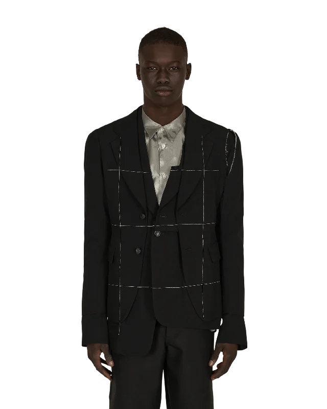 men's fleece jackets with adjustable cuffs-Deconstructed Blazer Black