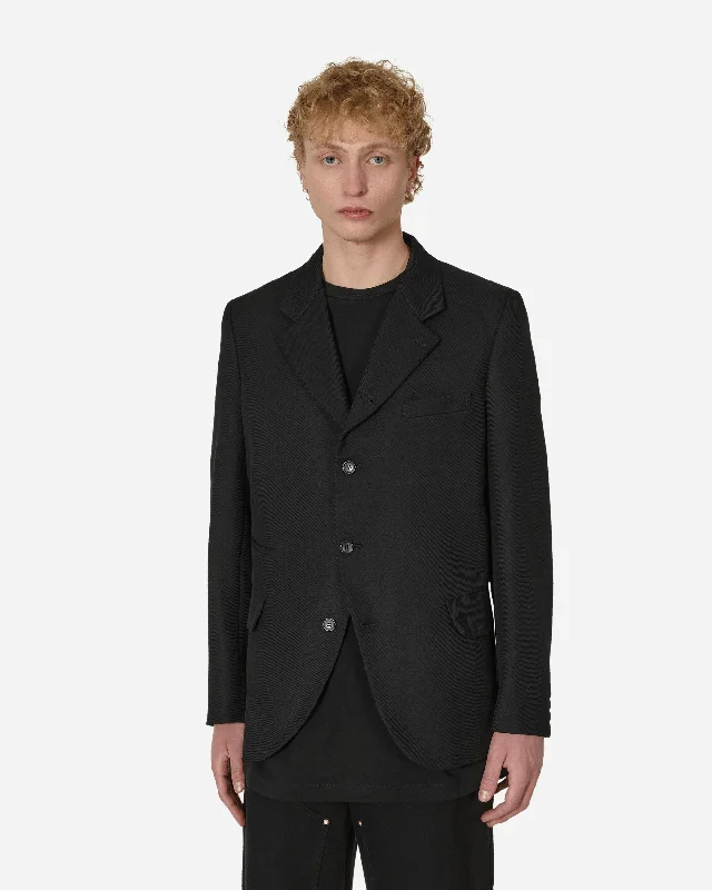 men's jackets with athletic cut-Zipped Wool Blazer Black