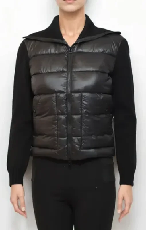 men's lightweight quilted jackets-Convertible Collar Zip Front Jacket