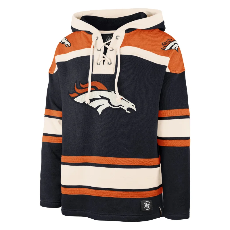 mens hoodie with cool side pockets-DENVER BRONCOS SUPERIOR '47 LACER HOOD