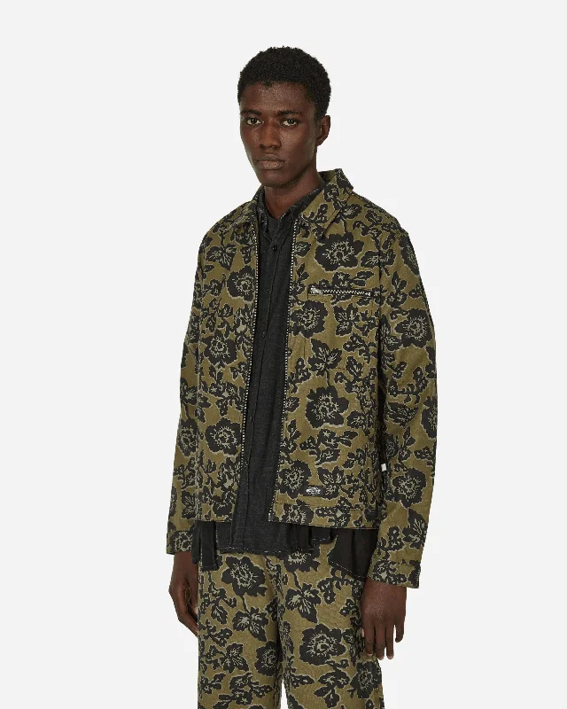 men's casual jackets with patch details-Desert Floral Eisenhower Jacket Desert Rose / Green Floral