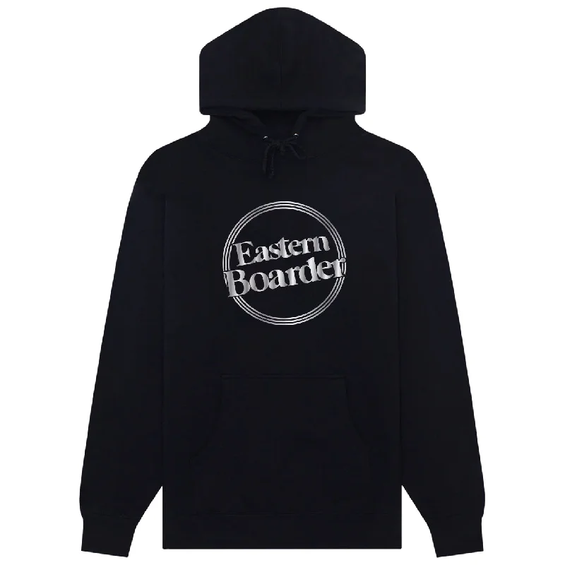 mens hoodie with classic fit-EasternBoarder Dot Logo Hoodie Black/Reflective