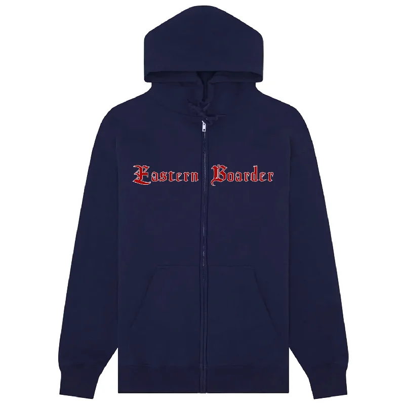 mens hoodie for a functional look-EasternBoarder Evil Strip Zip Hoode Navy