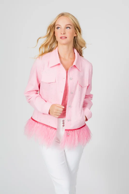 men's jackets for casual weekends-Feathers & Crystals Jacket Pink