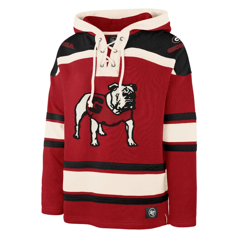 mens hoodie with retro-inspired design-GEORGIA BULLDOGS SUPERIOR '47 LACER HOOD