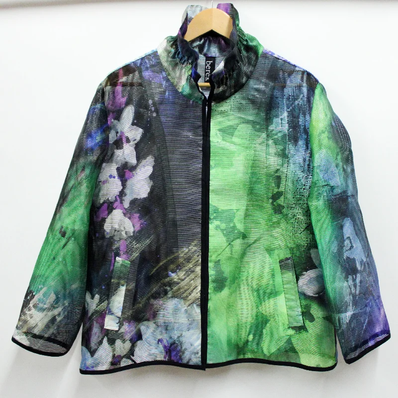 men's fleece-lined puffer jackets-Glistening Floral Burnout Topper