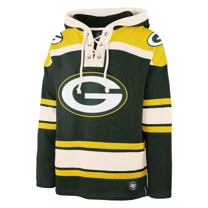 mens hoodie with oversized hood-GREEN BAY PACKERS '47 SUPERIOR LACER HOOD