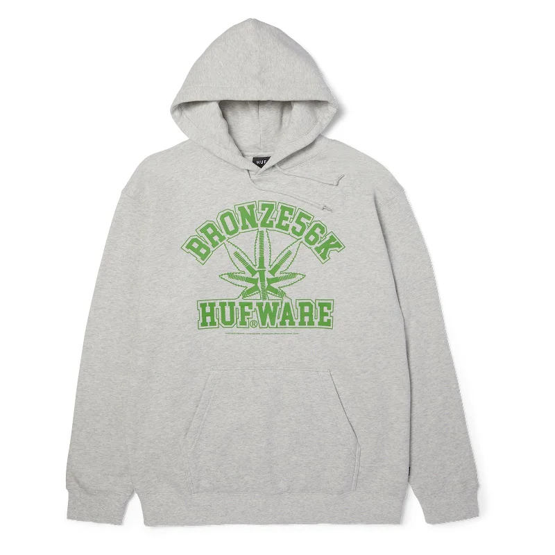 mens hoodie for trendy fit-Huf x Bronze Plantware Pullover Hoodie Ash