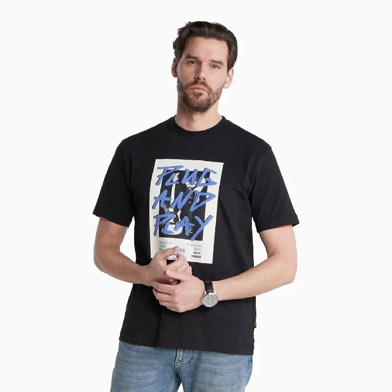 Men’s short-sleeve ledge shirts-Men's Regular Fit T-Shirt In Cotton With Seasonal Graphic Print