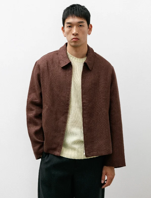 men's jacket with stylish details-Site Jacket Belgian Linen Chestnut