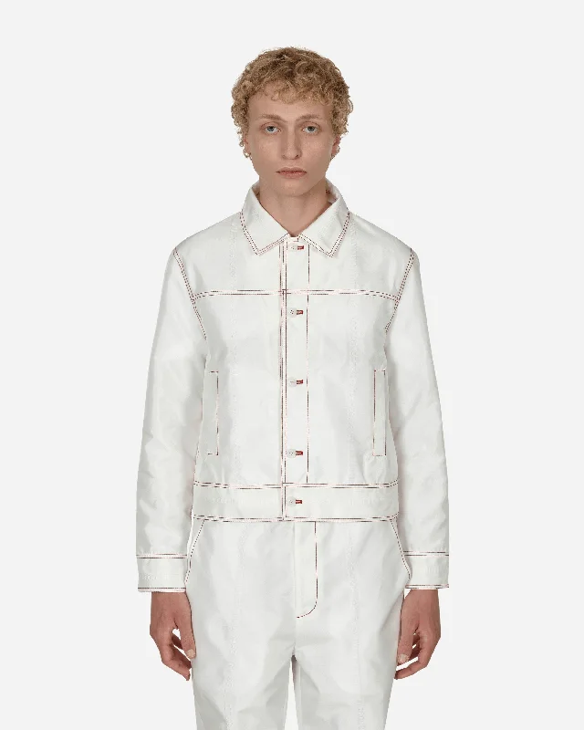 men's stylish long jackets-Readymade Airbag 2 Pocket Jacket White