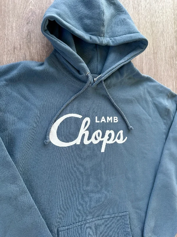 mens hoodie with modern edge design-Lamb Chops Pullover Hoodie (Blue/White)