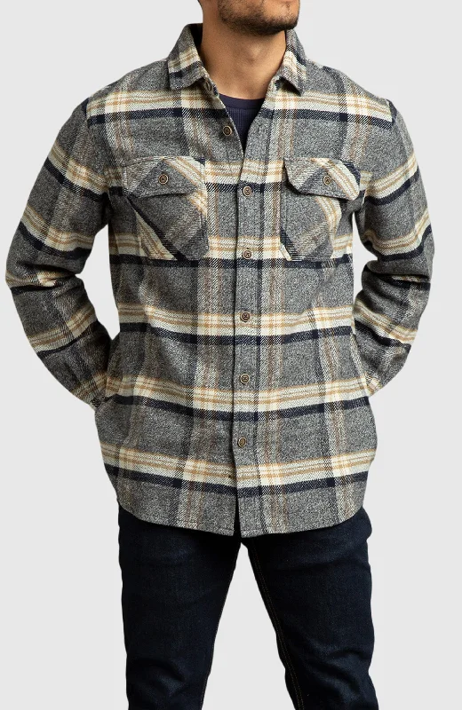 Men’s short-sleeve valley polos-Maple Melange Plaid Overshirt