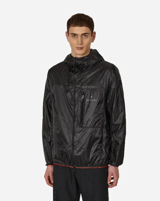 men's jackets with detachable hood-Matt Black Diadem Windbreaker Black