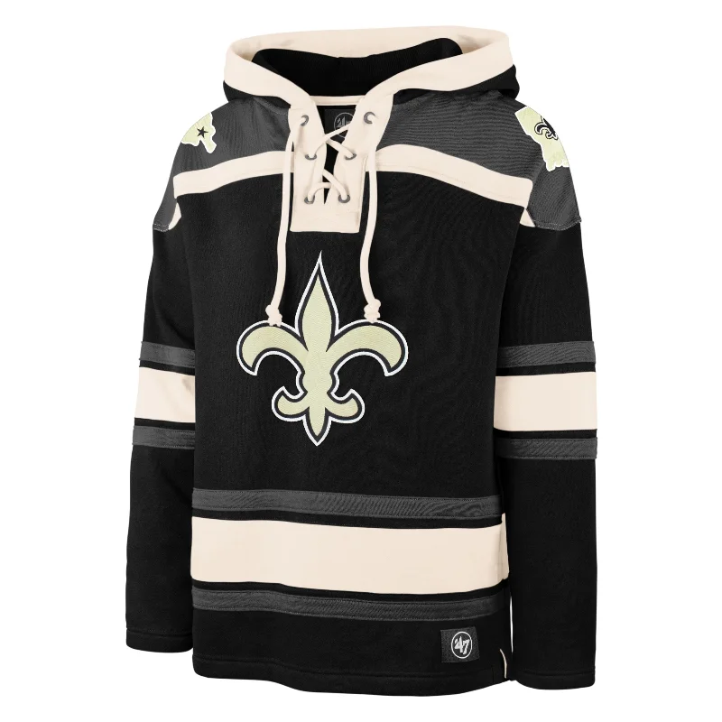 mens hoodie for active comfort-NEW ORLEANS SAINTS SUPERIOR '47 LACER HOOD