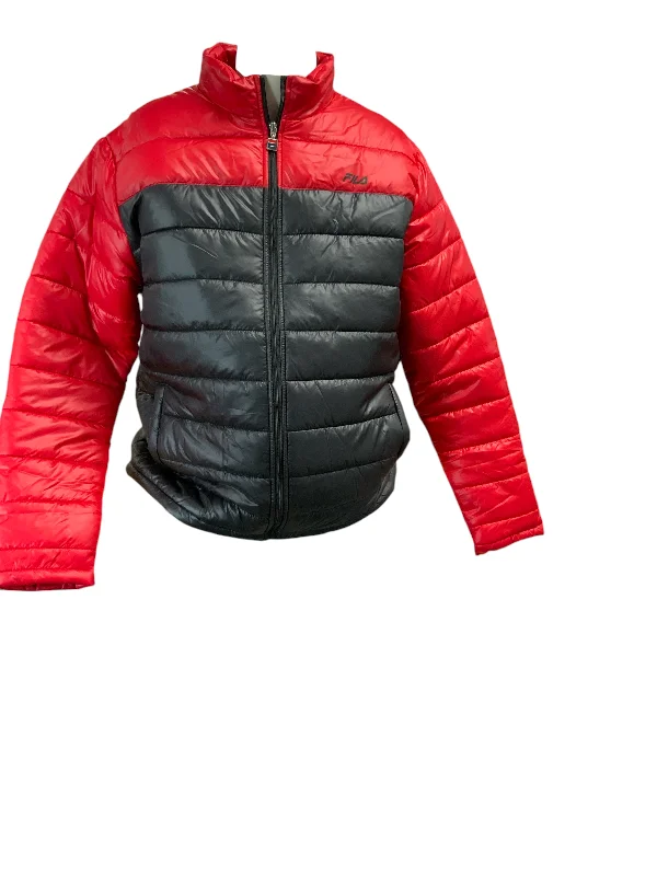 men's utility winter jackets-NWT Fila Men's Black Red Puffer XL