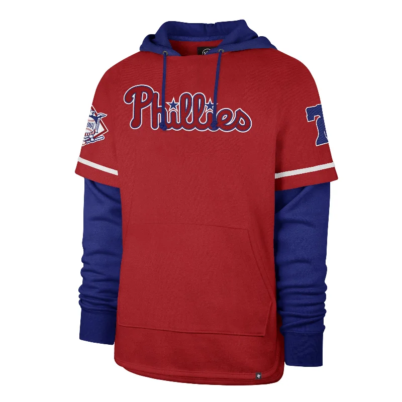 mens hoodie with graphic print design-PHILADELPHIA PHILLIES TRIFECTA '47 SHORTSTOP PULLOVER HOOD