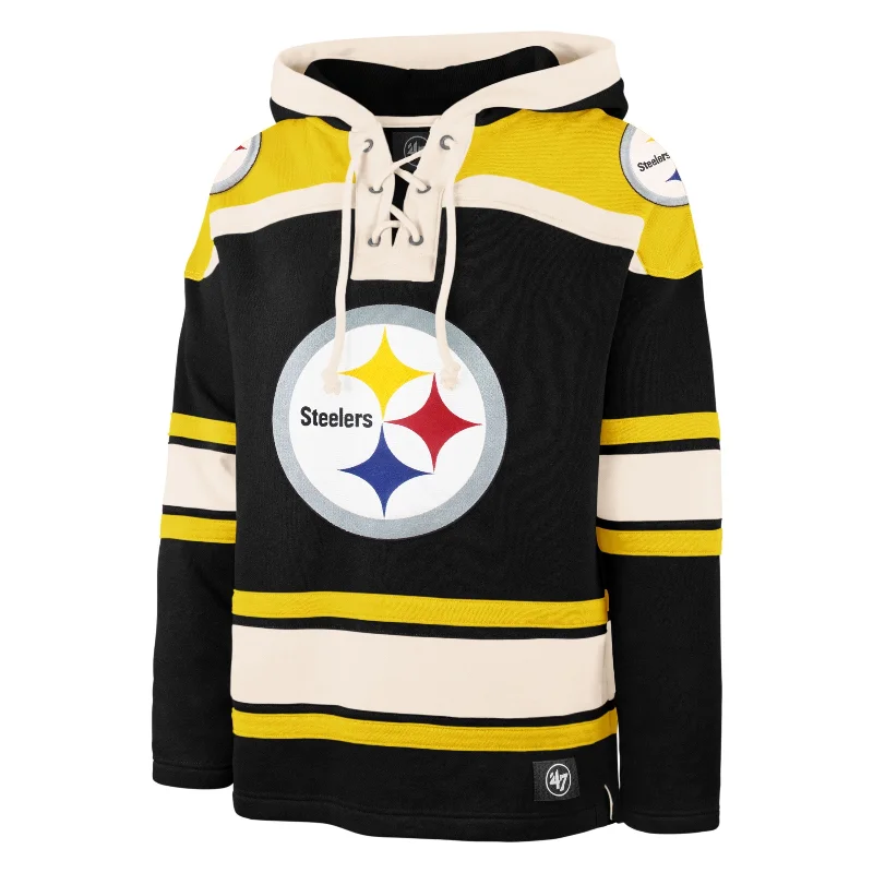 mens hoodie with extra warmth features-PITTSBURGH STEELERS '47 SUPERIOR LACER HOOD