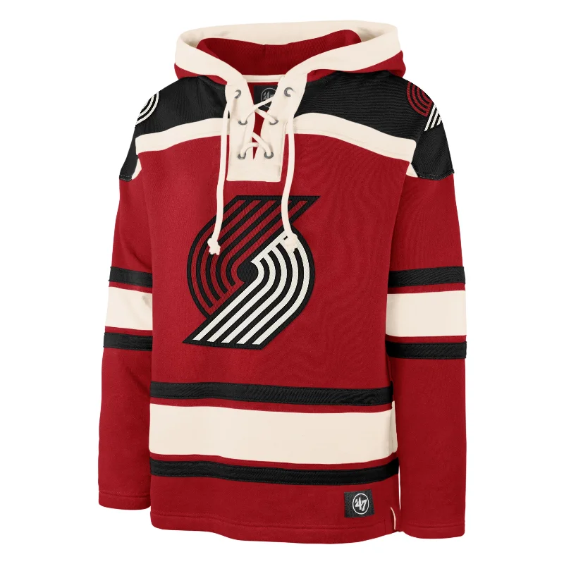 mens hoodie with fitted look-PORTLAND TRAIL BLAZERS SUPERIOR '47 LACER HOOD