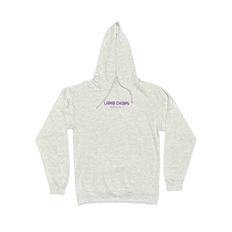 mens hoodie with premium feel fabric-Minneapolis Pullover Hoodie (Grey/Purple)