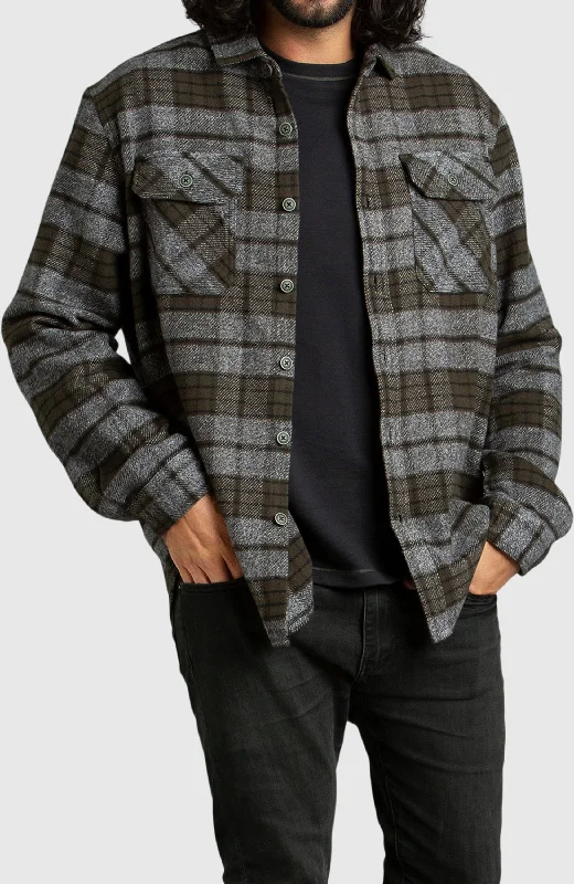 Men’s short-sleeve tidewater tops-Rosin Melange Plaid Overshirt