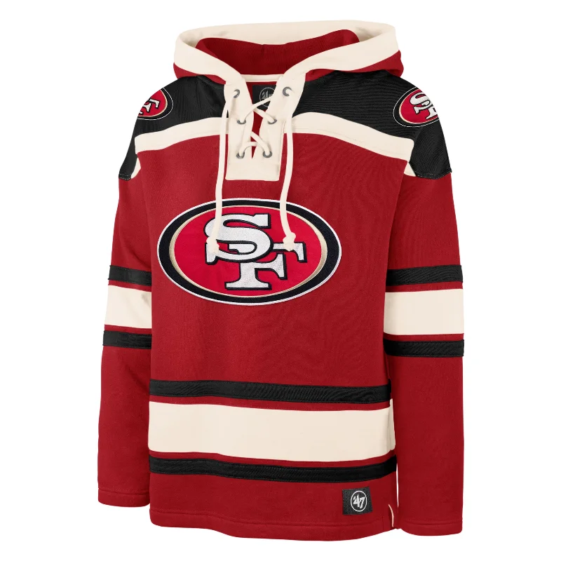 mens hoodie for casual everyday wear-SAN FRANCISCO 49ERS SUPERIOR '47 LACER HOOD