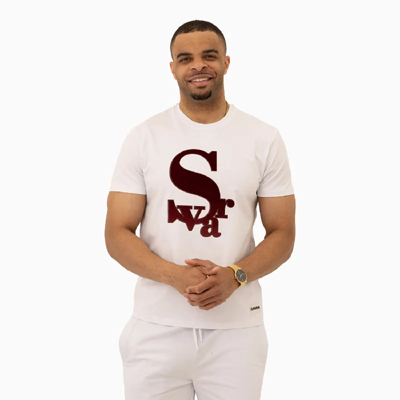 Men’s short-sleeve oust tops-Men's Chenille Patch Short Sleeve T-Shirt