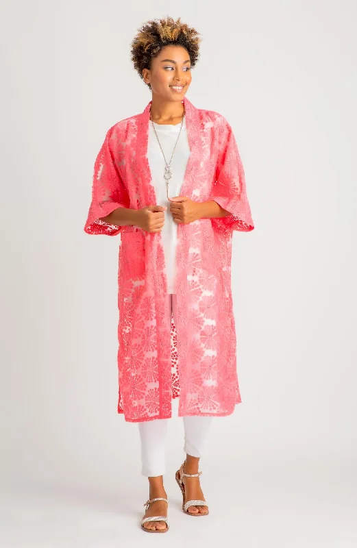 men's jackets with contrasting sleeves-Sleek Organza Kimono