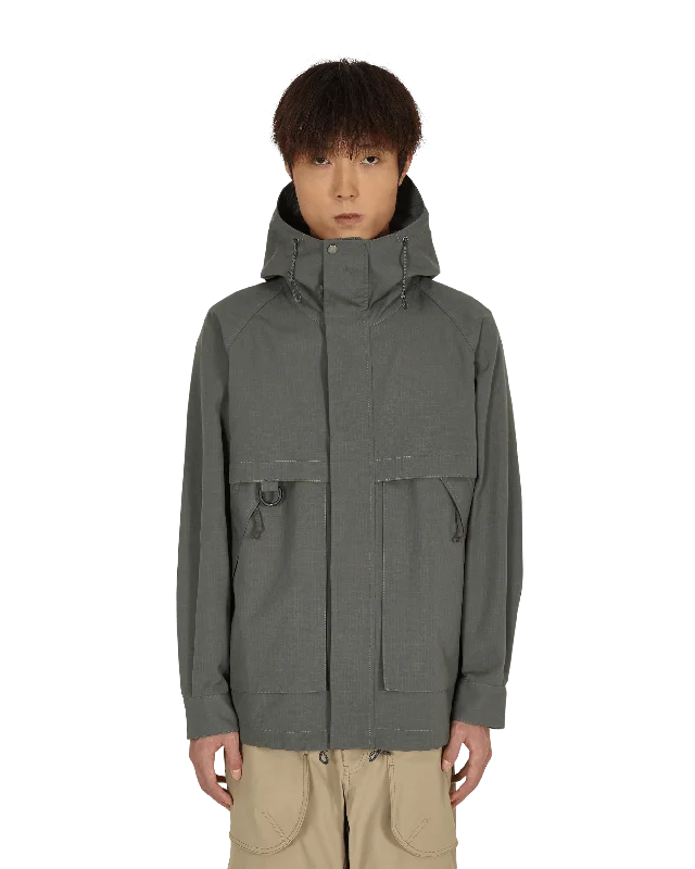 men's jackets with faux fur hood-Takibi Camping Parka Grey