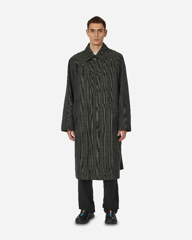 men's jacket with smooth outer fabric-Glen Check Mac Coat Charcoal