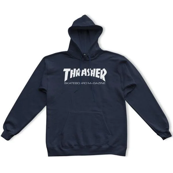 mens hoodie for on-the-go lifestyle-Thrasher Skate Mag Pullover Hoody Navy