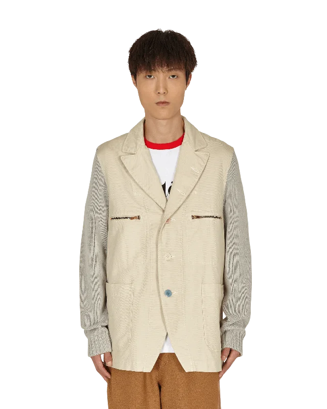 men's jackets with comfort lining-Cotton Blazer White