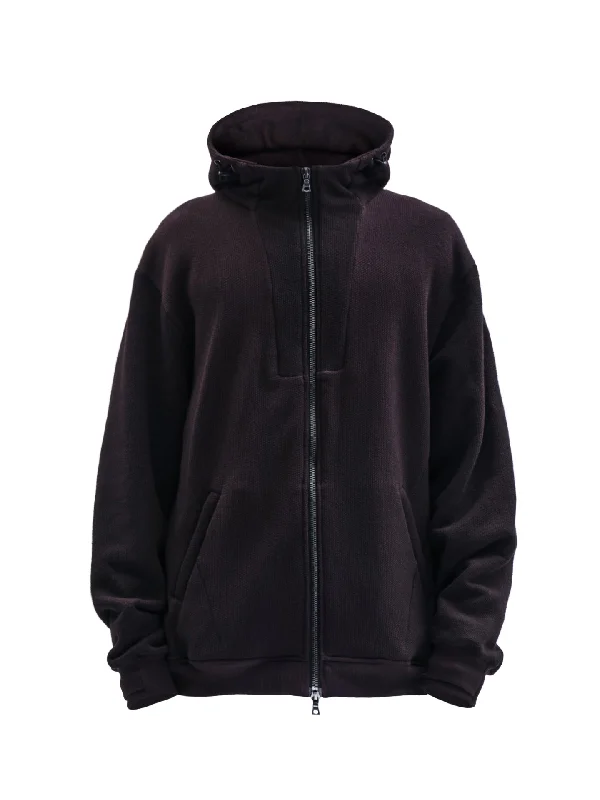 mens hoodie with premium stretch fabric-urrieta zipped sweatshirt cold dyed burgundy